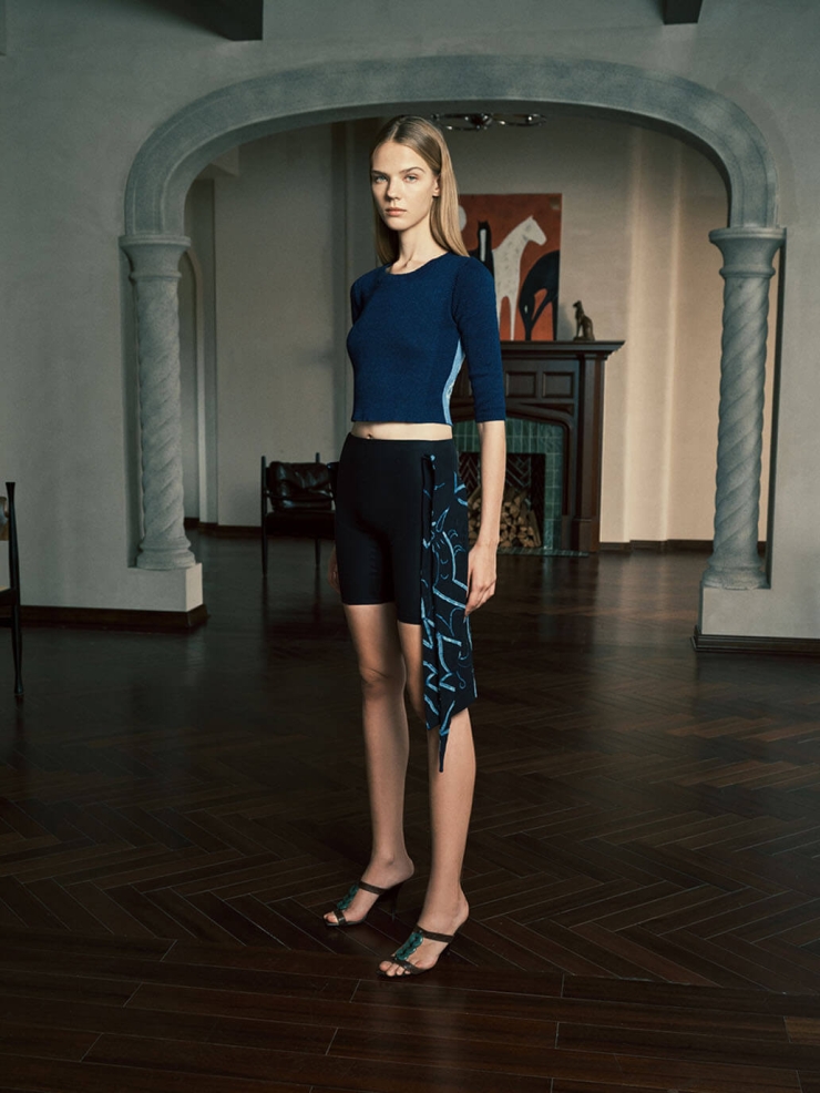 Black and navy tights with onepiece apron