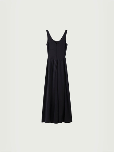 Black long dress mixed with knit fabric