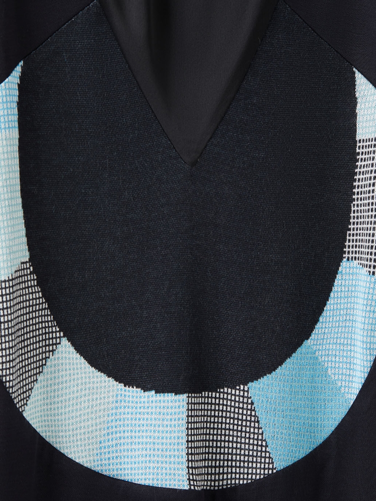 Black long dress mixed with knit fabric