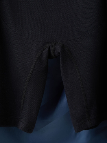 Black and blue tights with onepiece apron
