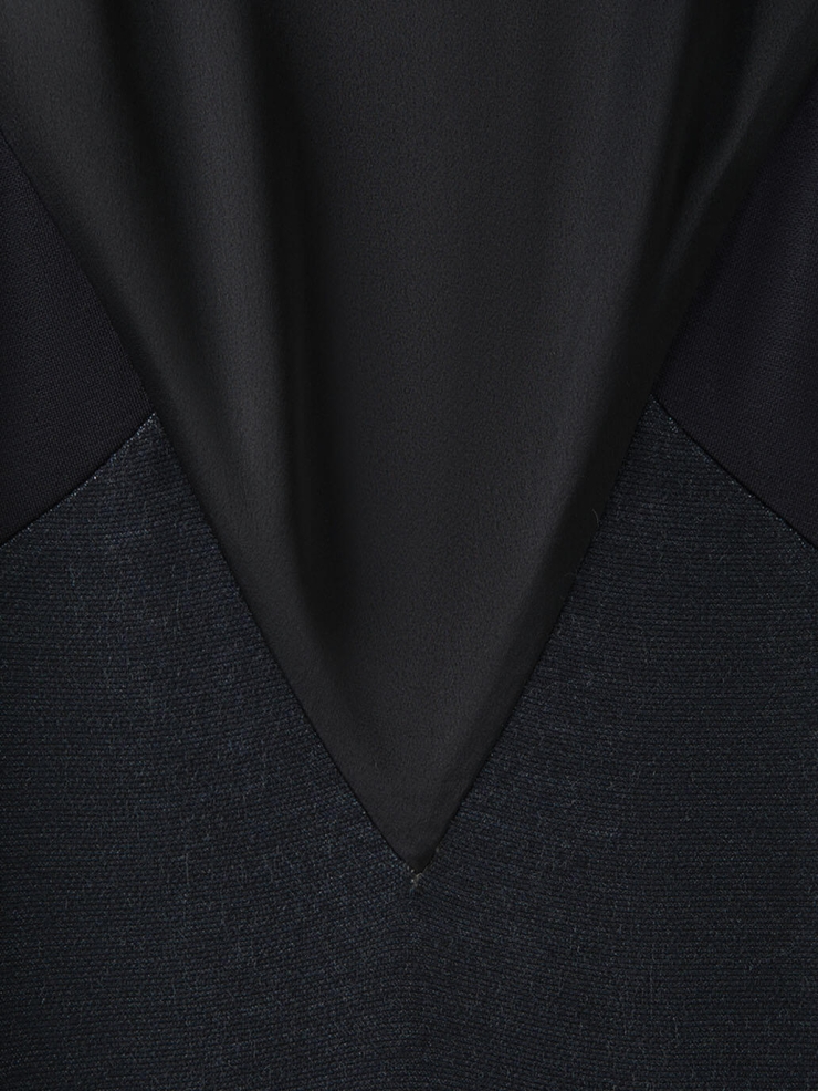 Black long dress mixed with knit fabric