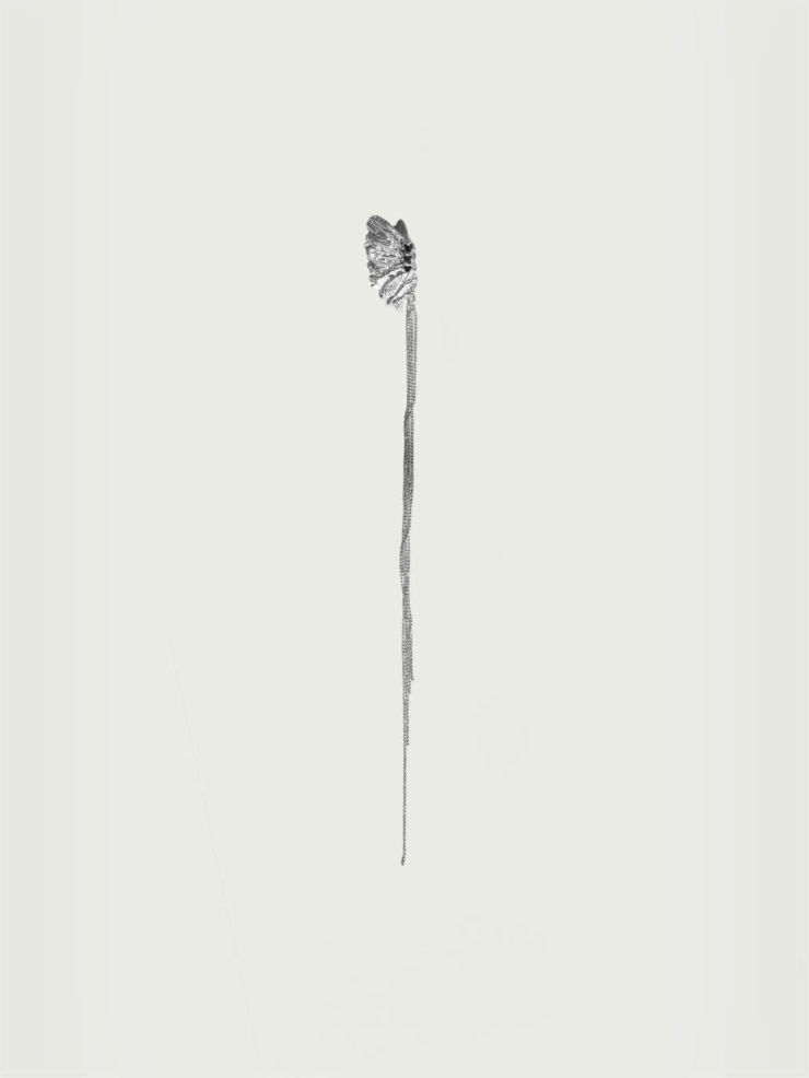 Silver female butterfly earring - single