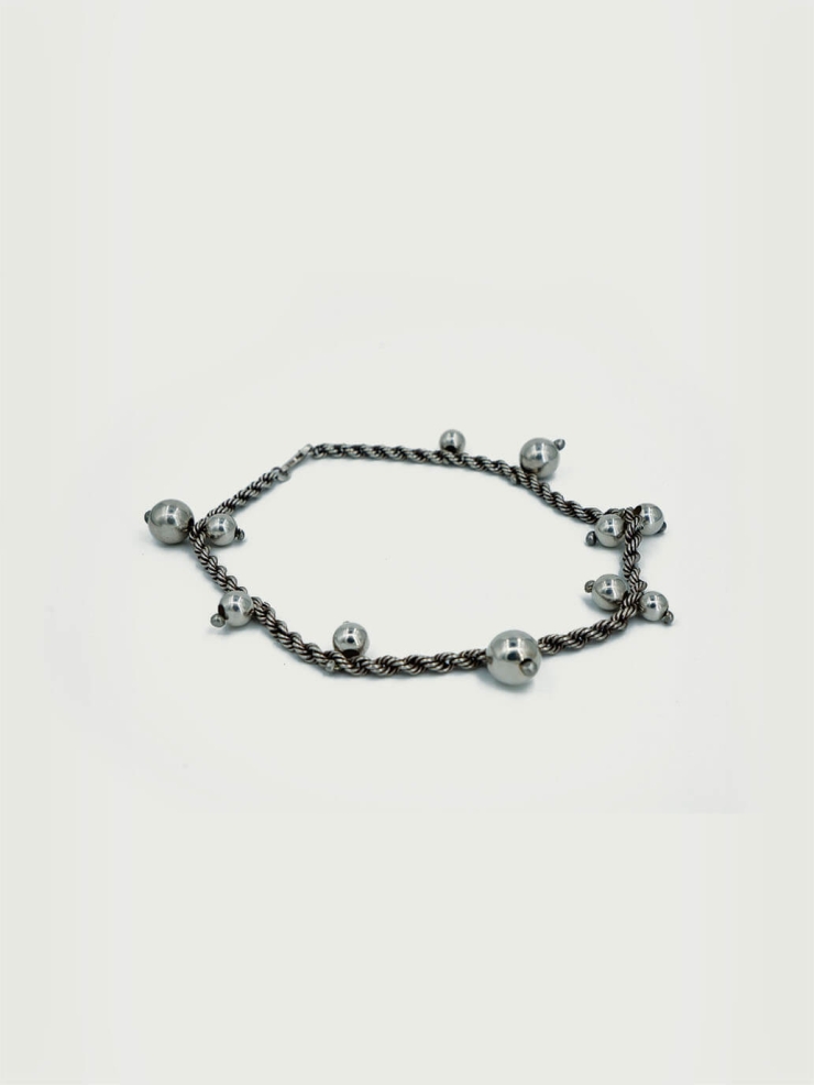Necklace with silver chain and silver ball