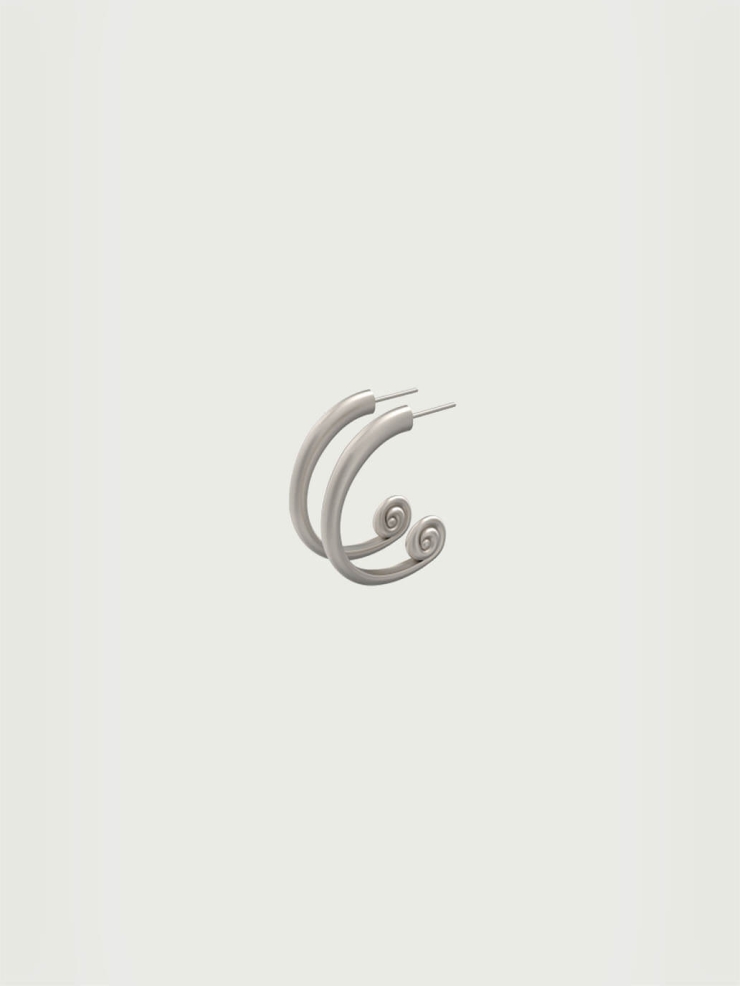 Silver Woven Wave Hoop Earrings