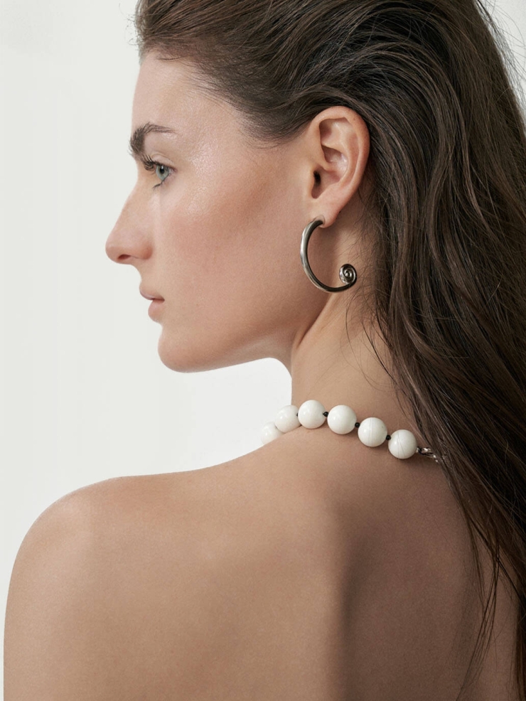 Silver Woven Wave Hoop Earrings
