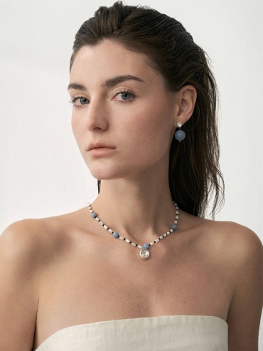 Blue Shell Drop Stud Earrings