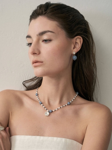 Blue Shell Drop Stud Earrings