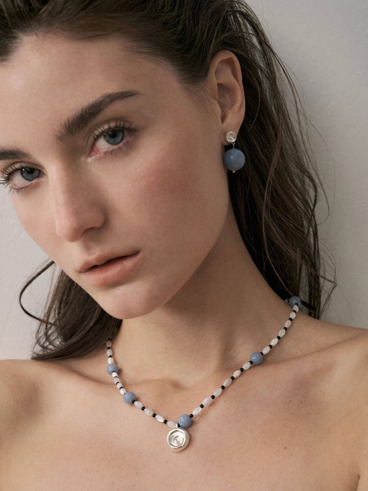 Blue Shell Drop Stud Earrings