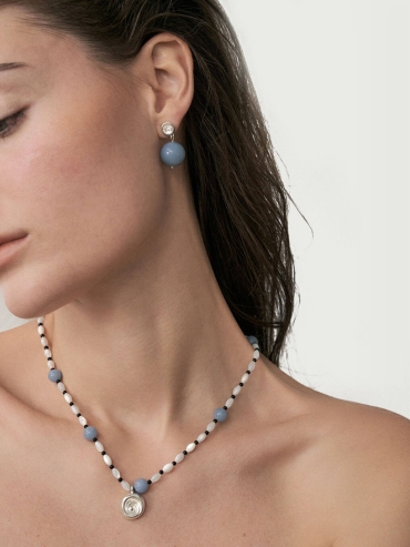 Blue Shell Drop Stud Earrings
