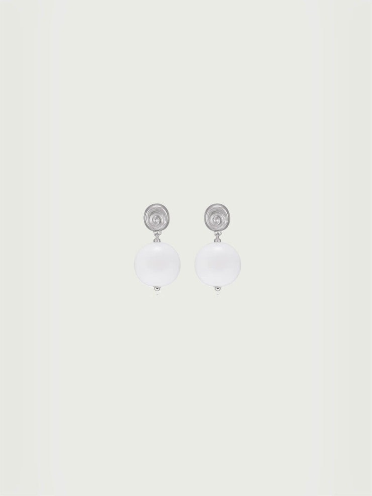 White Shell Drop Stud Earrings
