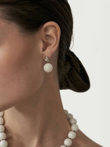 White Shell Drop Stud Earrings