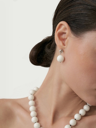 White Shell Drop Stud Earrings