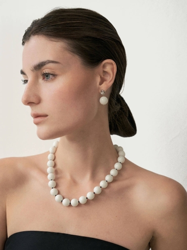 White Shell Drop Stud Earrings