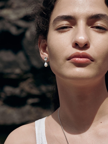 White Shell Small Drop Stud Earrings