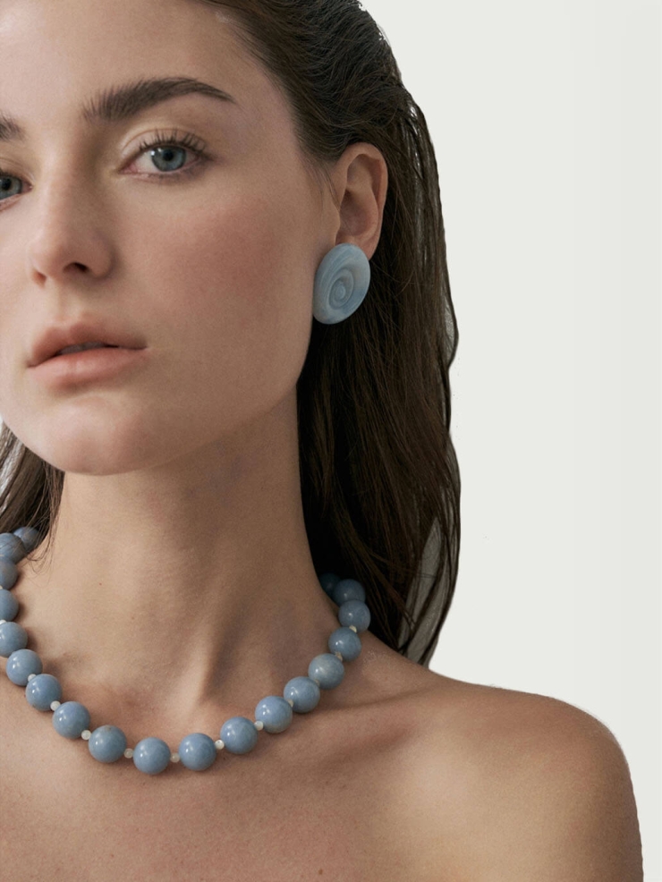 Blue Swirl Stud Earrings