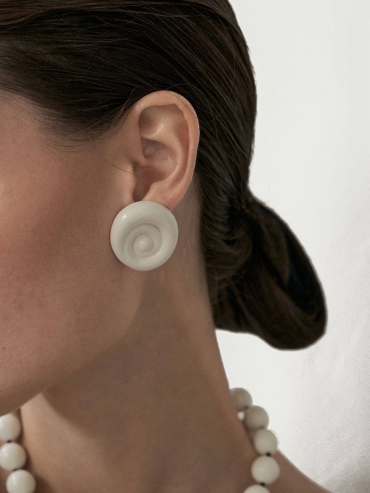 White Swirl Stud Earrings