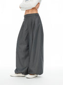 Grey Pleated Balloon Cargo Trousers