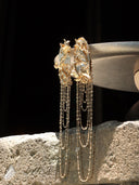 Golden Branch, Crescent Moon Earring - single