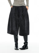 Chenille Sculpted Pleated Cropped Trousers