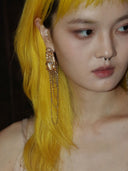 Golden Branch, Crescent Moon Earring - single