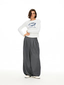 Grey Pleated Balloon Cargo Trousers