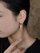 Twin Tassel Butterfly Stud Earring - single