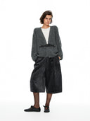 Chenille Sculpted Pleated Cropped Trousers