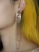 Golden Branch, Crescent Moon Earring - single