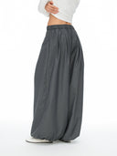 Grey Pleated Balloon Cargo Trousers
