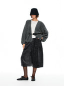 Chenille Sculpted Pleated Cropped Trousers