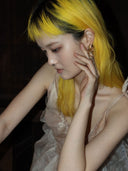 Golden Branch, Crescent Moon Earring - single