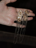 Golden Branch, Crescent Moon Earring - single