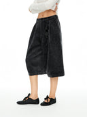 Chenille Sculpted Pleated Cropped Trousers