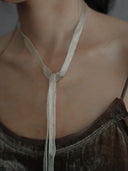 Hope Silver Ribbon Necklace