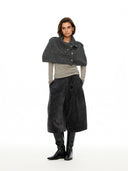 Asymmetric Wool-Blend Cape Knit Set