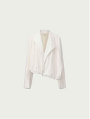 Khaki Scarf-Collar Tie-Cuff Blouse6