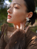 prestashop:1:1007:4511 | White magnolia earrings with jade
