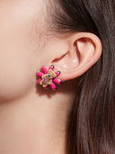 prestashop:1:1914:15046 | Pink enamel daisy bear earrings