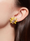 prestashop:1:1916:15056 | Yellow enamel daisy bear earrings