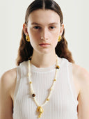 prestashop:1:2176:16745 | Amber and white flower shrub necklace