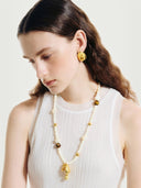 prestashop:1:2176:16746 | Amber and white flower shrub necklace
