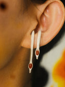 prestashop:1:2206:17836 | Silver and red spike amber earcuff-  small
