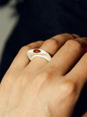 prestashop:1:2211:17918 | Silver and red wafer amber ring
