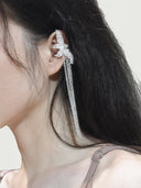 prestashop:1:2258:7532 | White butterfly  ear clip with tassel