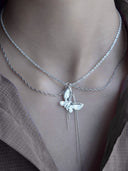 prestashop:1:2469:14839 | Silver Single White Butterfly Necklace