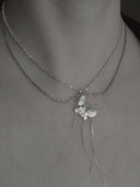 prestashop:1:2469:14840 | Silver Single White Butterfly Necklace