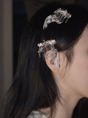 prestashop:1:2472:8470 | Silver curved water flower spring hairpin side clip-single