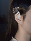 prestashop:1:2472:8472 | Silver curved water flower spring hairpin side clip-single