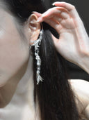 prestashop:1:2477:14917 | Silver rustling leaf ear dangle and stud earring