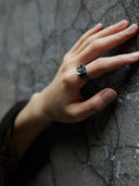 prestashop:1:2784:14617 | Black petal ring inlaid with zircon